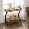 Brown Solid Wood End Table 2-Tier Semicircular Mid-Century Modern